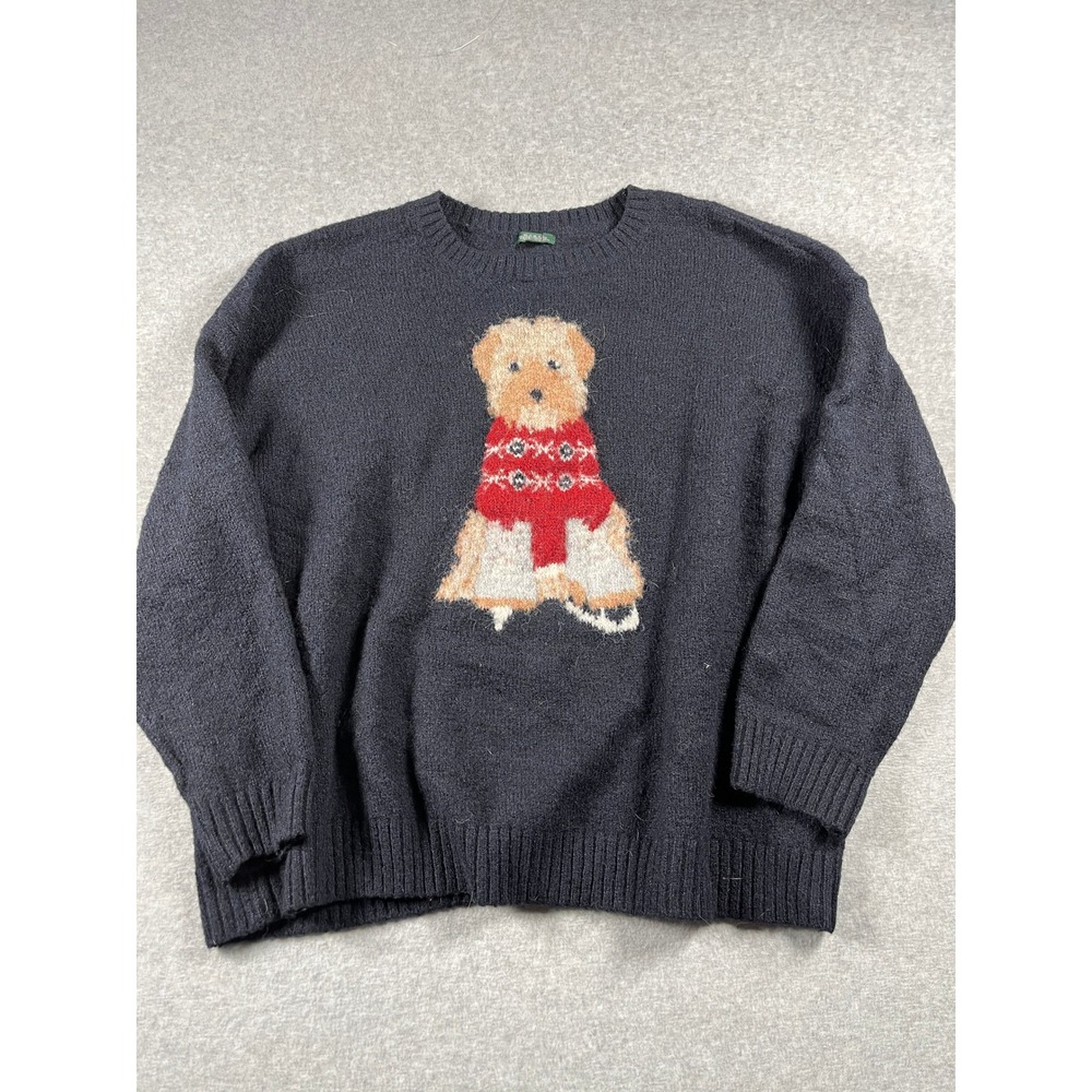 Wild Fable Novelty Sweater XXL Navy Dog Puppy Oversized Cozy Warm Slouchy